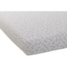Drap housse imprimé esprit nature Blanc 70x140 cm