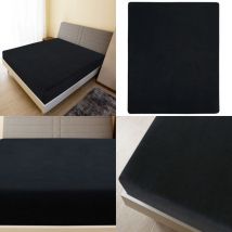 Vidaxl - Drap-housse Jersey Noir 90x200 cm Coton - drap-housse en jersey - draps-housses en jersey - Home & Living - Noir