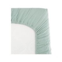 Drap housse lange Domiva 60x120 cm - Celadon - Gaze de coton