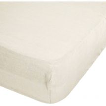 Drap-housse Linah lin lavé beige 160x200cm Atmosphera Créateur D'intérieur