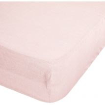 Drap-housse Linah lin lavé rose 140x190cm Atmosphera Créateur D'intérieur