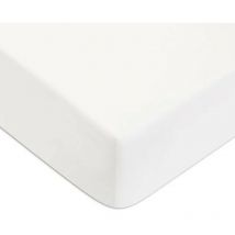 Future Home - Drap housse en 100% coton premium 57 fils uni bonnet 25cm blanc deux personnes 180x200cm avec bonnet élastique de 30cm