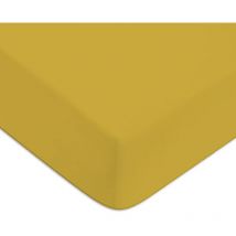 Drap housse en 100% coton premium 57 fils uni bonnet 25cm jaune moutarde 80x200cm avec bonnet élastique de 30cm - Future Home