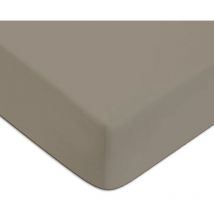 Drap housse en 100% coton premium 57 fils uni bonnet 25cm vison deux personnes 180x200cm avec bonnet élastique de 30cm - Future Home