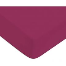Drap housse en 100% coton premium 57 fils uni bonnet 25cm magenta 90x190cm avec bonnet élastique de 30cm - Future Home