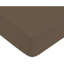 Drap housse en 100% coton premium 57 fils uni bonnet 25cm taupe deux personnes 160x200cm avec bonnet élastique de 30cm - Future Home