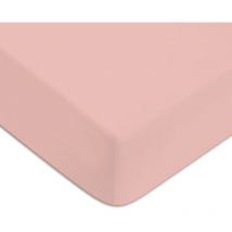 Drap housse en 100% coton premium 57 fils uni bonnet 25cm rose 90x190cm avec bonnet élastique de 30cm - Future Home