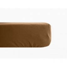 Drap housse Palace pur coton teint lavé 63 fils/cm² Vent Du Sud Palace Cognac - 180 x 200 cm bonnet de 35 cm