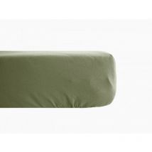 Drap housse Palace pur coton teint lavé 63 fils/cm² Vent Du Sud Palace Sauge - 140 x 190 cm bonnet de 35 cm