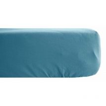 Drap housse Palace pur coton teint lavé 63 fils/cm² Vent Du Sud Palace Topaze - 90 x 190 cm bonnet de 30 cm