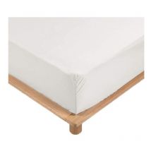 Drap Housse Percale - Bonnet 30 Cm - 190x140cm - Blanc.