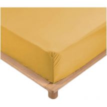 Drap Housse Percale - Bonnet 30 Cm - 200x160cm - jaune.