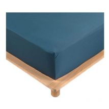 Drap Housse Percale - Bonnet 30 Cm - 190x140cm - bleu .