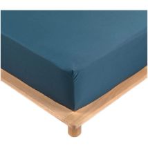 Drap Housse Percale - Bonnet 30 Cm - 200x160cm - bleu .