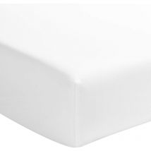 Drap housse percale blanc bonnet 40 cm 160x200 cm