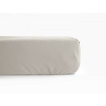 Drap housse percale pur coton peigné longues fibres 80 fils/cm² avec bonnet de 35 cm Vent Du Sud Naturel - 90 x 190 cm bonnet de 35 cm