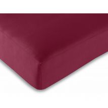 Drap housse Rouge 200 x 200 cm / 100% coton / 57 fils/cm² King size - Rouge