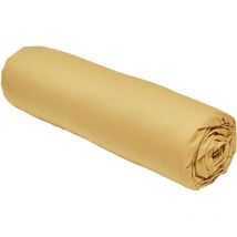 Drap housse 100% coton 160x200 extensible bonnet 25 cm Beige Ocre