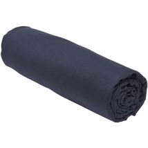 Drap housse 100% coton 160x200 extensible bonnet 25 cm Bleu Navy