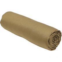 Drap housse 100% coton 160x200 extensible bonnet 25 cm Bronze