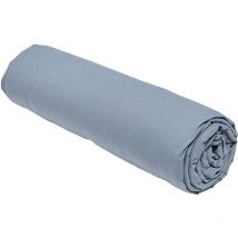 Drap housse 100% coton 160x200 extensible bonnet 25 cm Bleu Denim