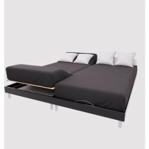 Drap housse tpr en coton 57 fils 2x70x190 cm uni noir, par Soleil d'Ocre