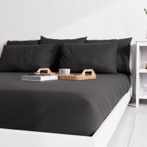 Drap housse uni 160x200 cm zzz noir