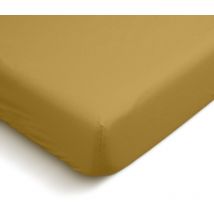 Bleu Calin - Drap Housse uni 100% Percale de coton - Moutarde - 180x200cm