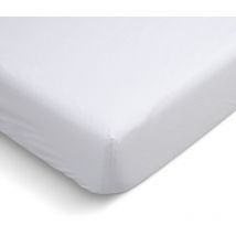 Drap Housse uni 100% Percale de coton - Blanc - 160x200cm