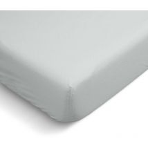 Drap Housse uni 100% Percale de coton - Gris clair - 140x190cm