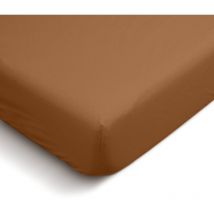 Bleu Calin - Drap Housse Uni 100% Percale De Coton - Terracotta - 140x190cm