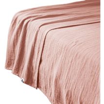 Drap plat 240 x 300 cm en double gaze de coton pêche - pepa