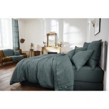 L'effet Papillon - Drap plat 240 x 300 cm lin lavé soline Gris foncé