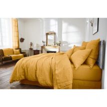 L'effet Papillon - Drap plat 240 x 300 cm lin lavé soline miel Jaune