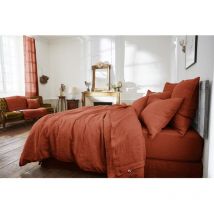 Drap plat 240 x 300 cm lin lavé soline paprika Orange