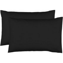 2 Taies d'oreiller 50 x 70 cm - Noir - 100% coton 57 Fils