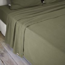 Drap plat flanelle unie 240x300 Kaki