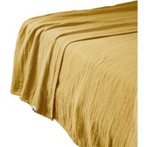 Drap plat 240x300 cm Gaze de coton unie gaia coloris Jaune Safran