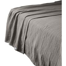 Drap Plat 270x300 Cm Gaze De Coton Unie Gaia Coloris Gris Granit