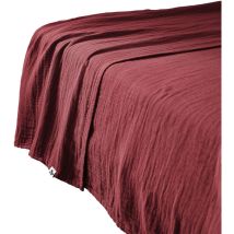Drap Plat 270x300 Cm Gaze De Coton Unie Gaia Rouge Lie De Vin