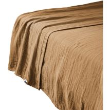 Drap Plat 240x300 Cm Gaze De Coton Unie Gaia Coloris Marron Camel