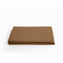 Drap plat percale pur coton peigné longues fibres 80 fils/cm² Vent Du Sud Cognac - 270 x 300 cm pour lit King size