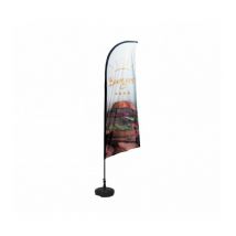 Interface Plv - Drapeau burgers de dimensions 270 x 100 cm avec son kit socle plastique et mât