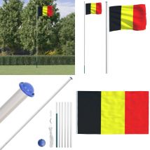 Vidaxl - Drapeau de la Belgique et mât 6,23 m Aluminium - drapeau belge - drapeaux belges - Home & Living