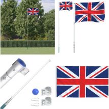 Vidaxl - Drapeau du Royaume-Uni et mât 5,55 m Aluminium - drapeau britannique - drapeaux britanniques - Home & Living
