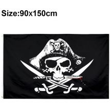 Yzmrbdqc - Drapeau Pirate Dacron 90150cm avec œillets en laiton pour fête pirate, cadeau d'anniversaire, jour Pirate, décoration d'halloween