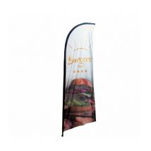 Interface Plv - Drapeau publicitaire burgers de dimensions 270 x 100 cm avec mât