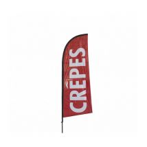 Interface Plv - Drapeau publicitaire crêpes de dimensions 225 x 85 cm avec mât