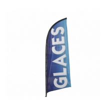Interface Plv - Drapeau publicitaire glaces de dimensions 225 x 85 cm avec mât