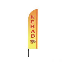 Drapeau publicitaire "KEBAB" de dimensions 255 x 60 cm avec mât